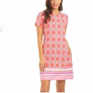 Cabana Life Dress Womens Size SCoral Pink Shift Beach Resort Stretch UPF Pockets